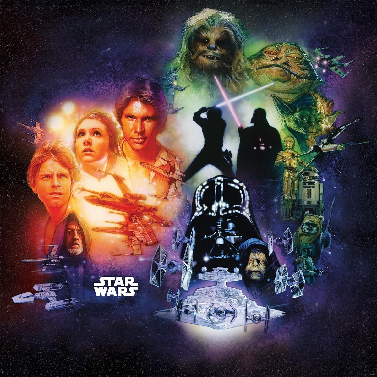 Vlies Fototapete - Star Wars Classic Poster Collage - Größe 250 x 250 cm