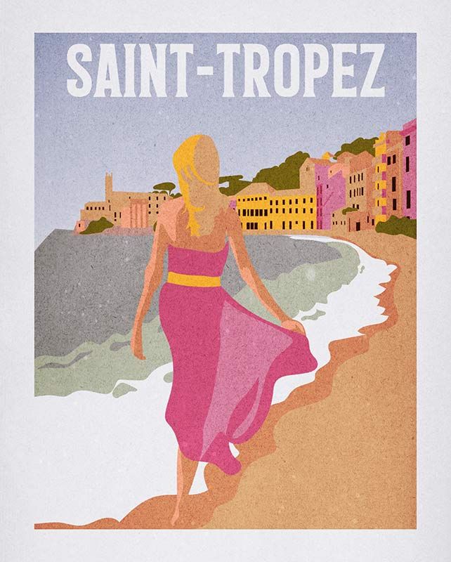 Komar Wandbild - Vintage Travel Saint-Tropez  - Größe: 40 x 50 cm