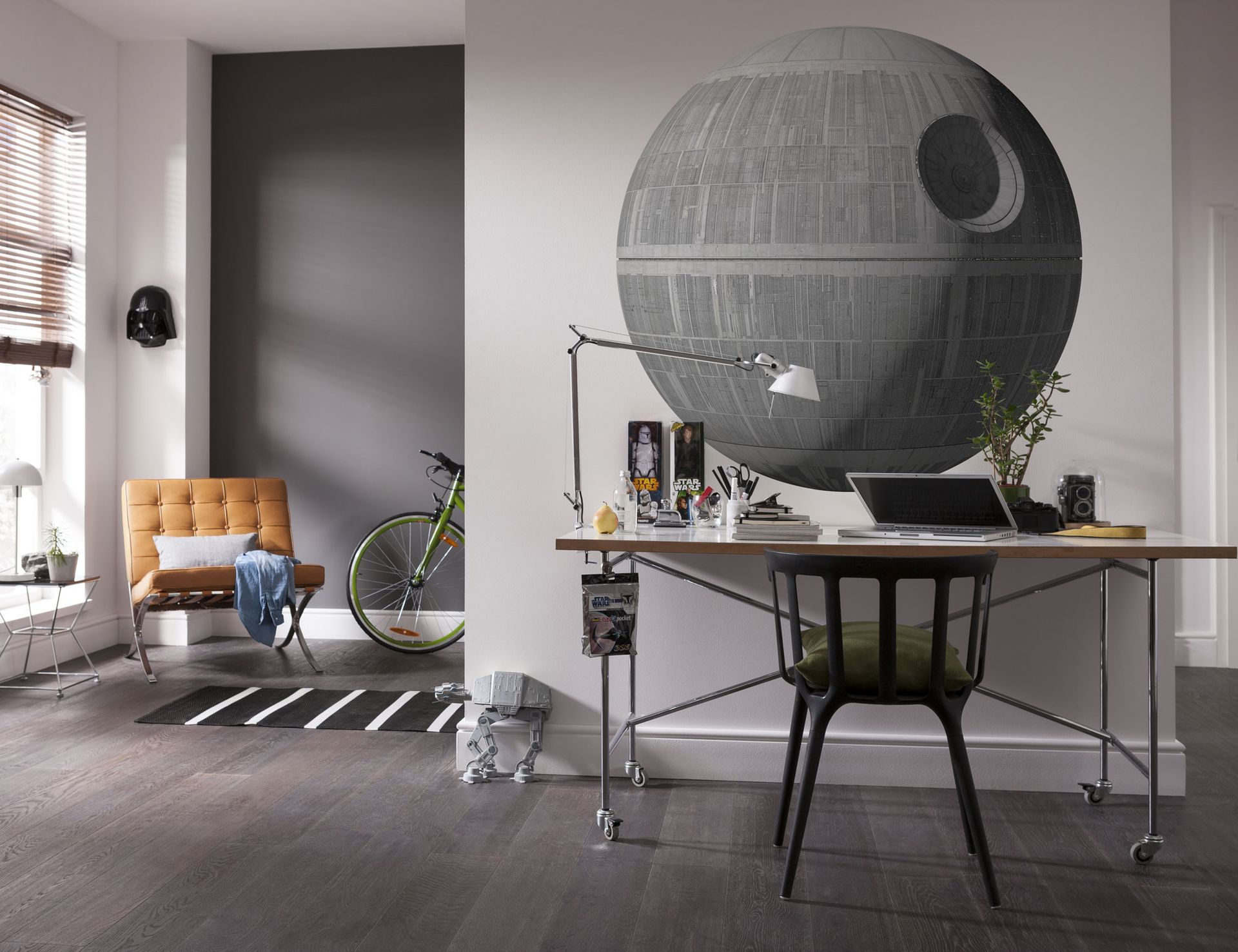 Selbstklebende Vlies Fototapete/Wandtattoo - Star Wars XXL Death Star - Größe 127 x 127 cm