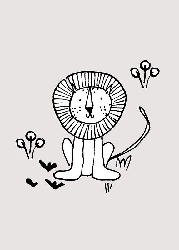 Wandbild - Scribble Lion - Größe 50 x 70 cm