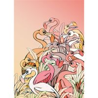 Vlies Fototapete - Flamingos and Lillys - Größe 200 x 280 cm