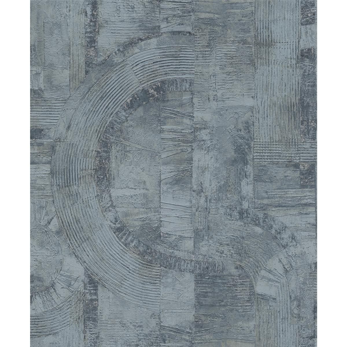 Tapete Modern graphisch Vinyltapete petrol versetzter Ansatz 53 cm x 10,05 m