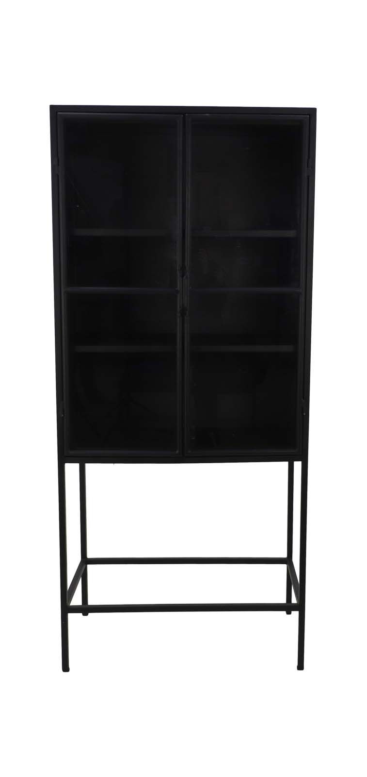 Anzeigeschrank Manhattan 2 Tür EDE-04 Schwarz Metall/Glas B/H/T: 45 cm 180 cm 80 cm