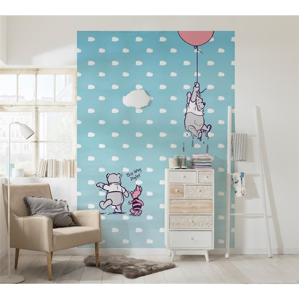 Papier Fototapete - Winnie Pooh Piglet - Größe 184 x 254 cm