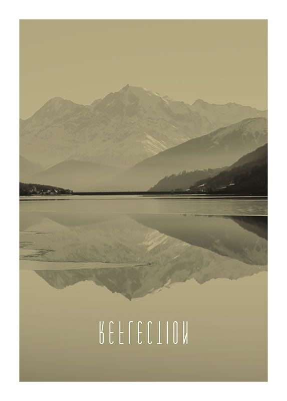 Komar Wandbild - Word Lake Reflection Sand  - Größe: 50 x 70 cm