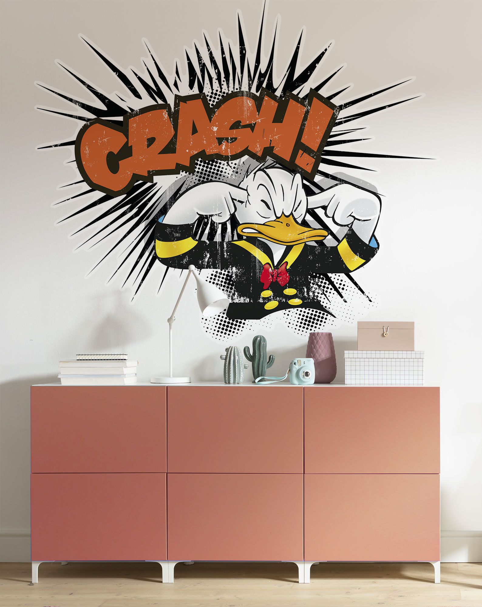 Selbstklebende Vlies Fototapete/Wandtattoo - Donald crash XXL - Größe 127 x 160 cm