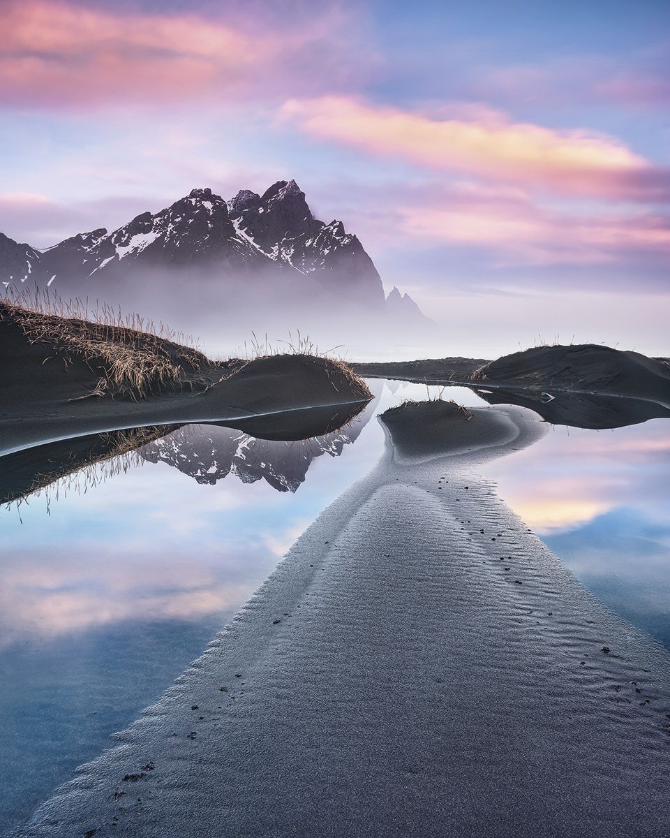 Vlies Fototapete - Glowing Vestrahorn - Größe 200 x 250 cm