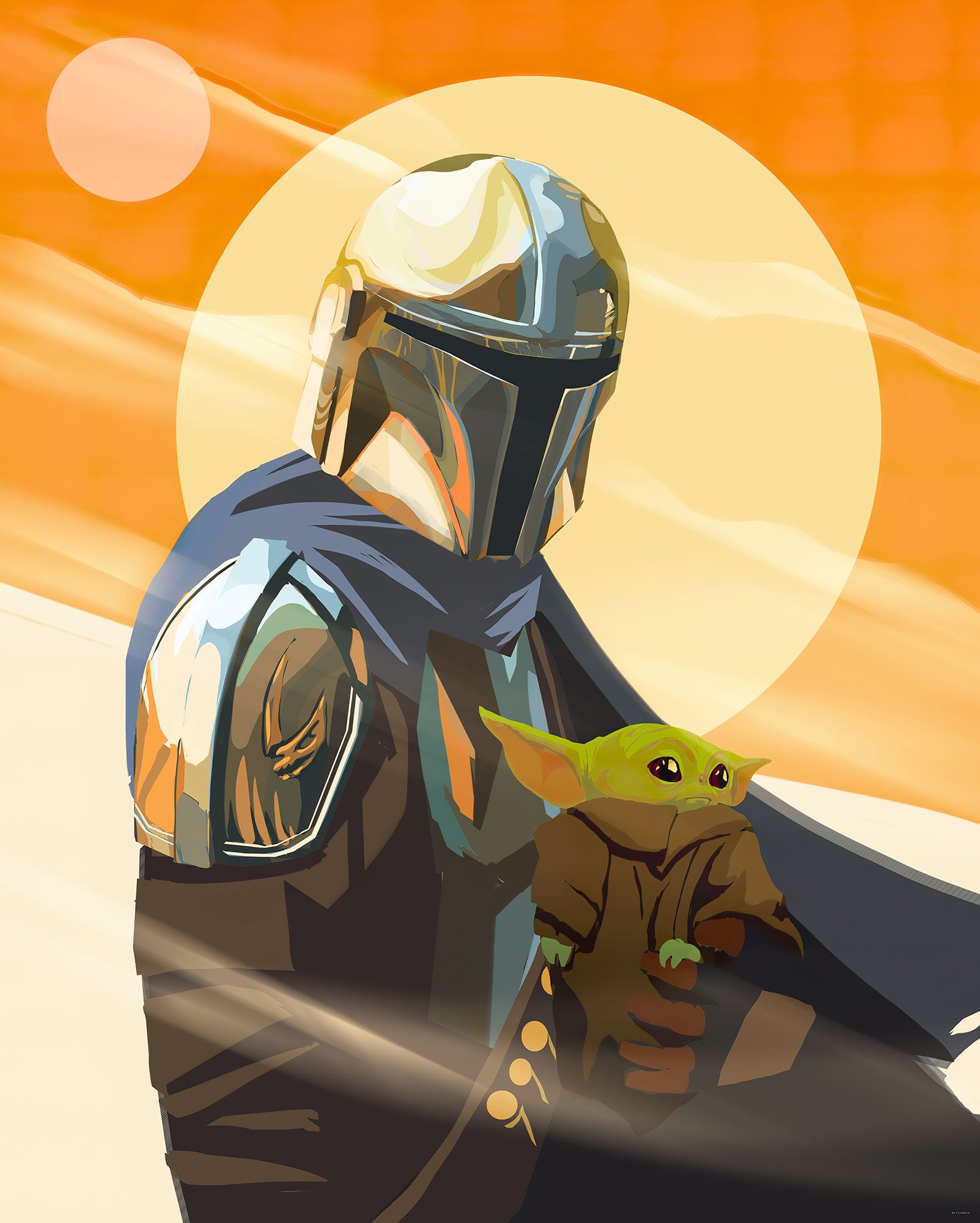 Vlies Fototapete - The Mandalorian Hunt for Grogu - Größe 200 x 250 cm