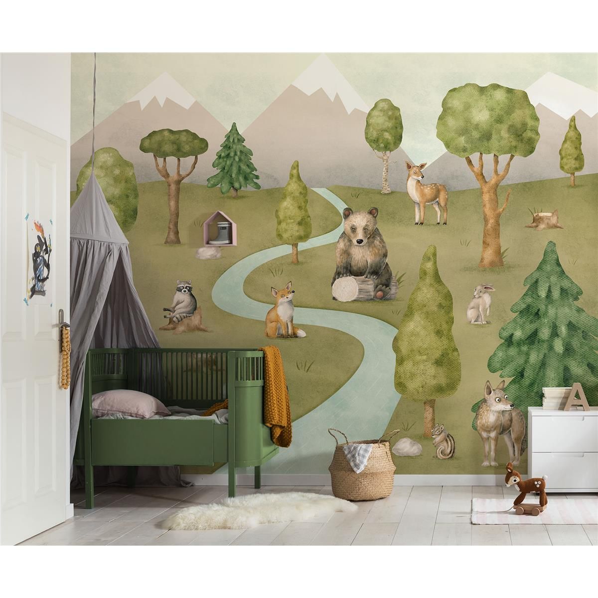 Vlies Fototapete - Neighbor-wood Meetings- Größe 300 x 250 cm