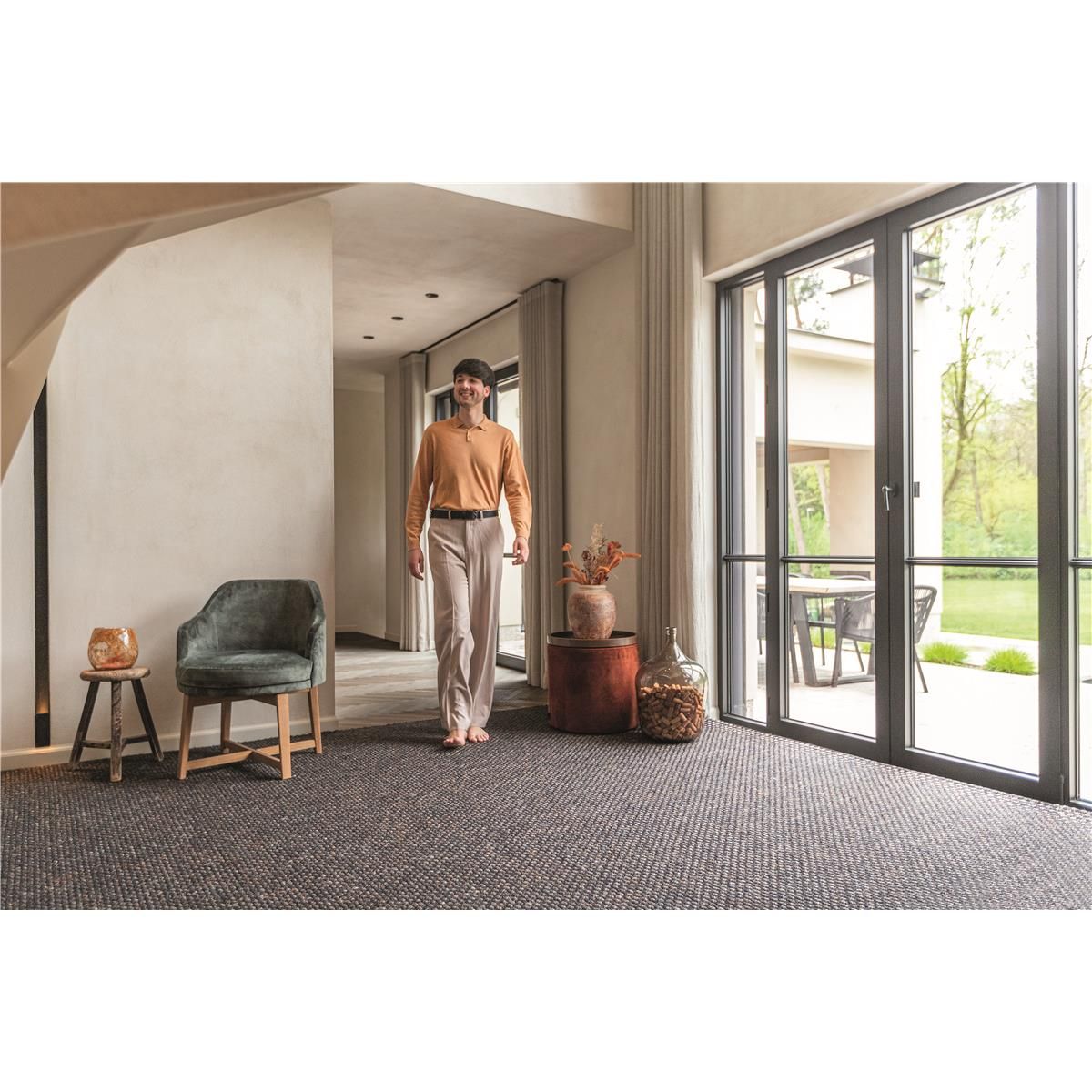 Teppichboden Tasibel Colora 2855 Anthrazit 100 % Sisal - Rollenbreite 400 cm