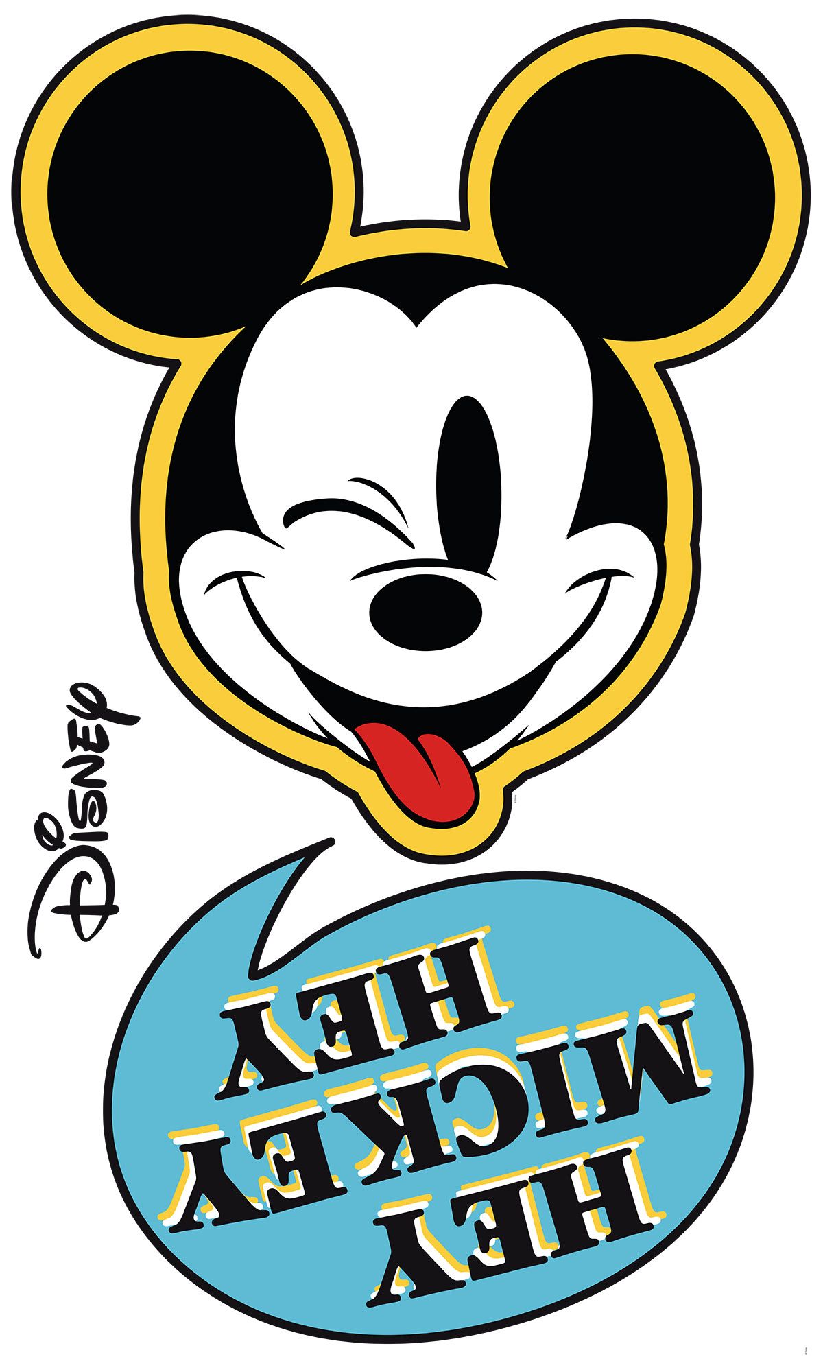 Selbstklebende Vlies Fototapete/Wandtattoo - Mickey Hey XXL - Größe 127 x 200 cm