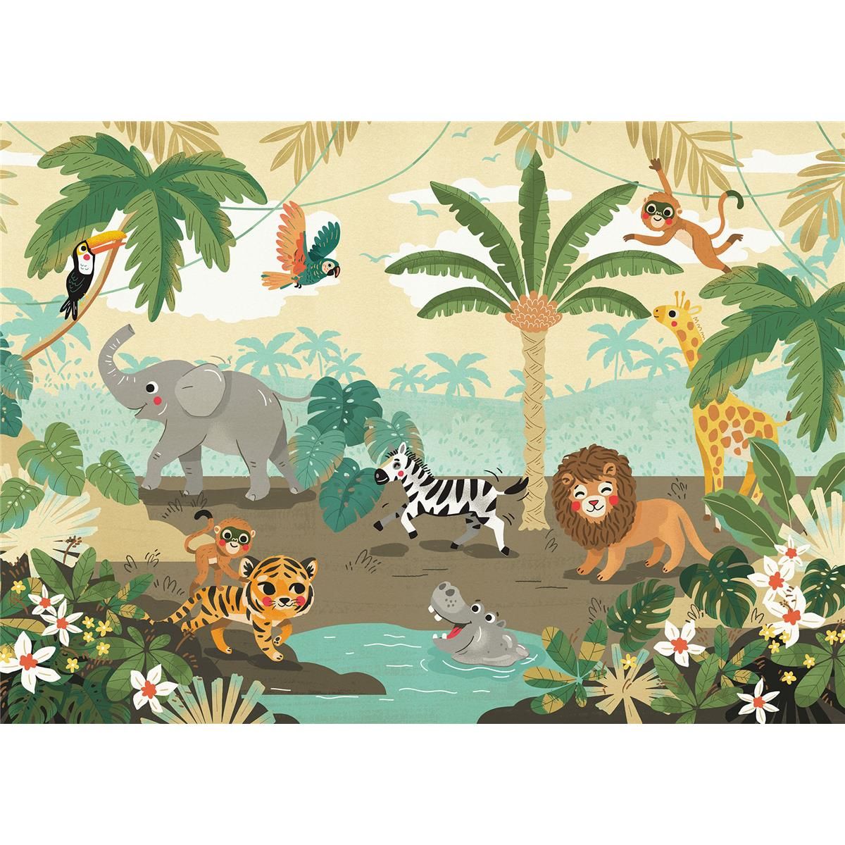 Vlies Fototapete - Baby Safari - Größe 300 x 250 cm