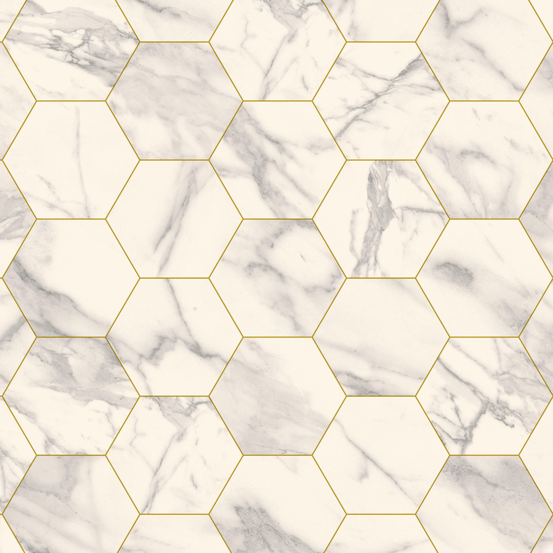Vinylboden Marble Bianco Hexagon, 200 bis 400 cm breit