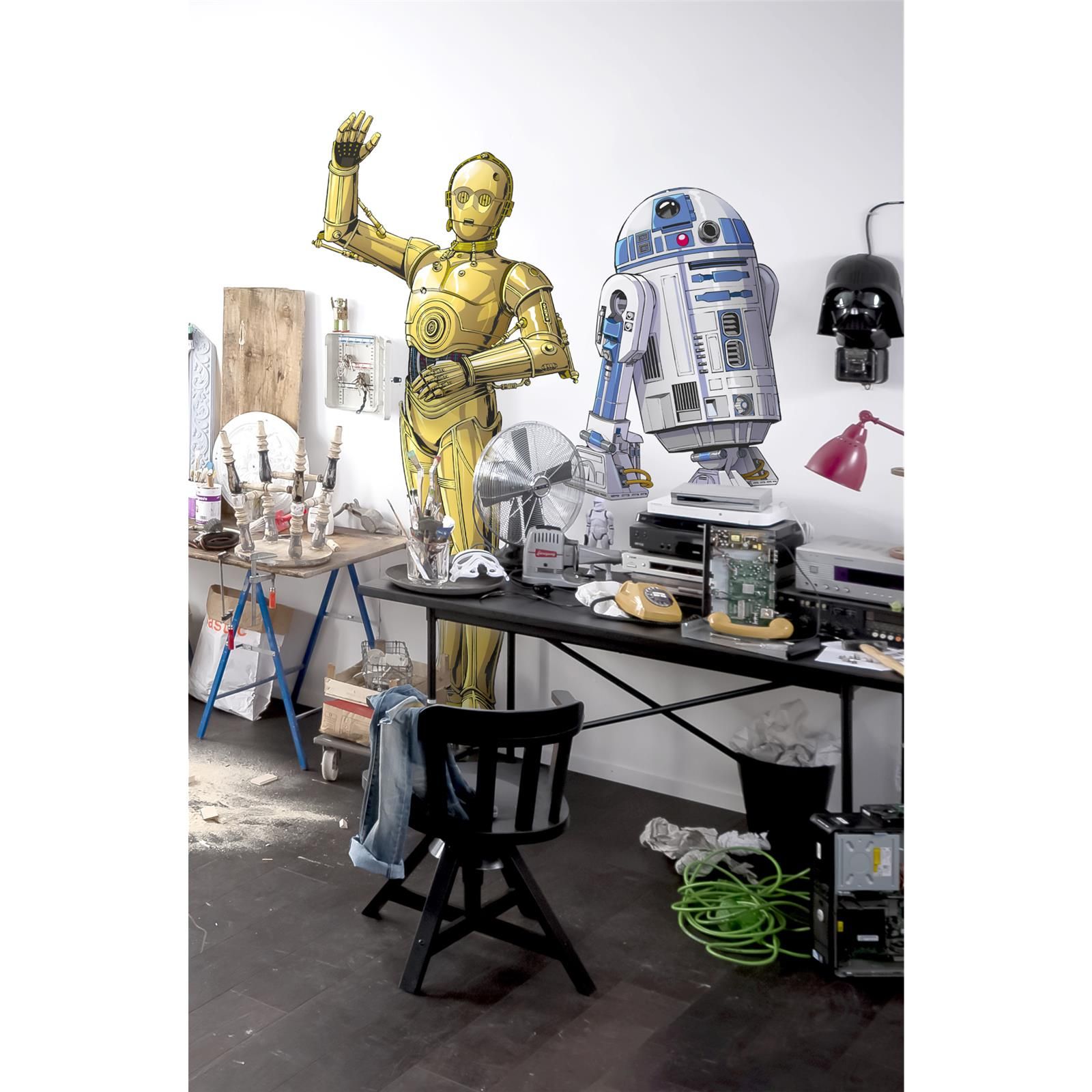 Selbstklebende Vlies Fototapete/Wandtattoo - Star Wars XXL R2D2 - Größe 127 x 120 cm