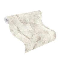 Tapete Modern graphisch Vinyltapete Offwhite versetzter Ansatz 53 cm x 10,05 m