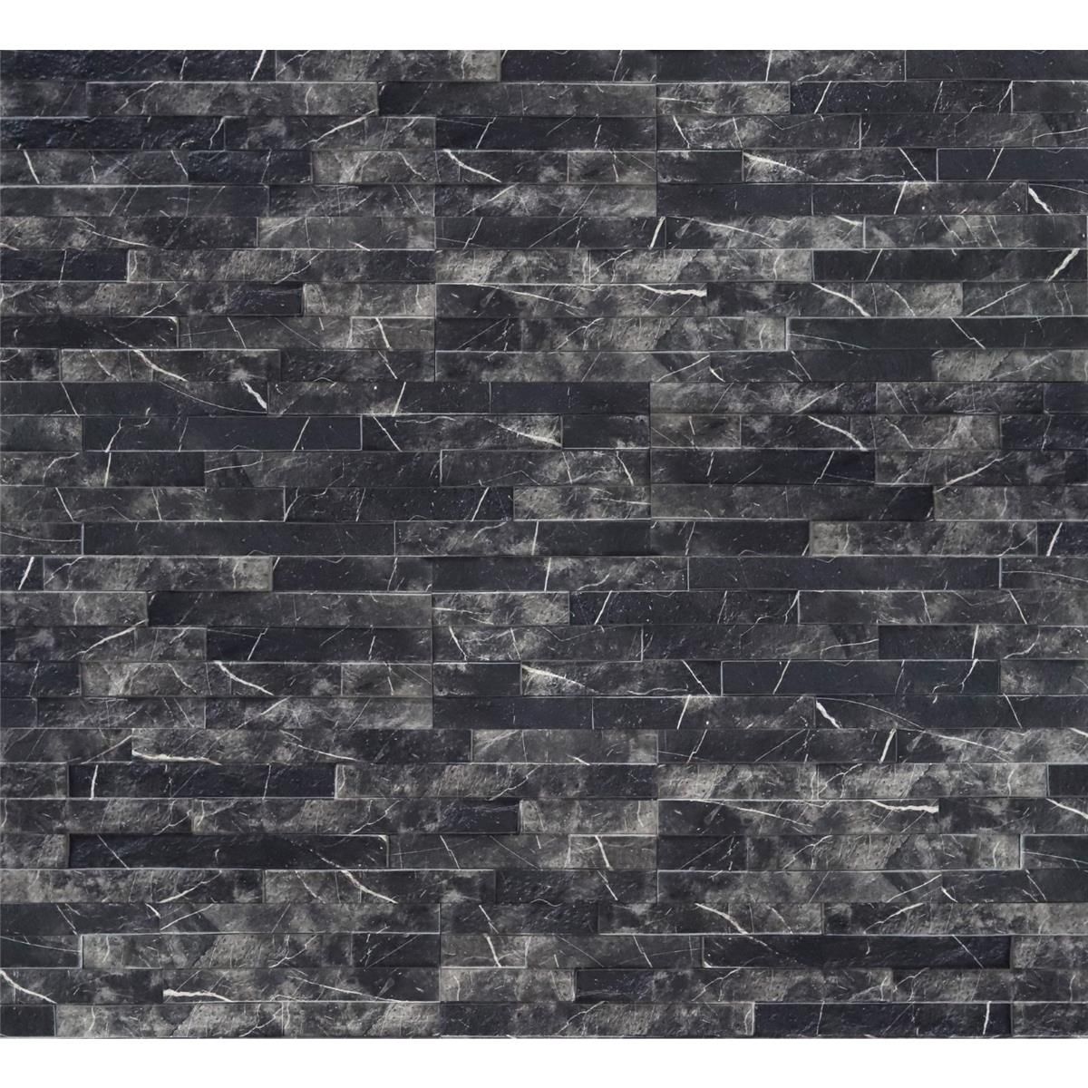 Wandelemente aus Stein und Keramik NSE MONT BLANC BLACK Schwarz 13,8 cm x 54 cm
