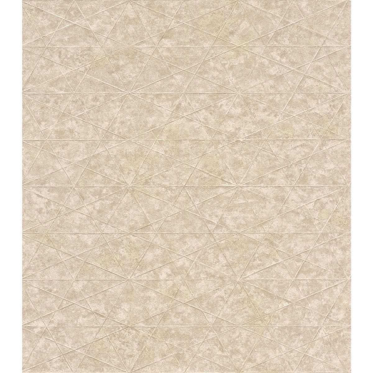 Tapete Modern graphisch Vinyltapete Dunkelbeige versetzter Ansatz 53 cm x 10,05 m