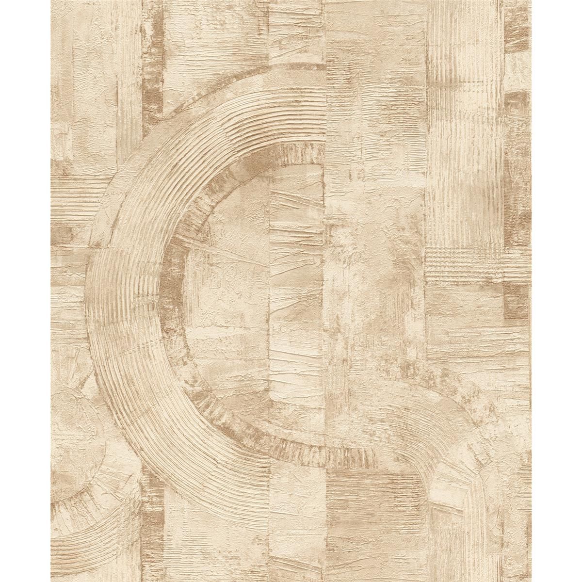 Tapete Modern graphisch Vinyltapete Creme dunkel versetzter Ansatz 53 cm x 10,05 m