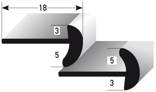 Treppenseitenprofil wendbar 3/5 mm 270 x 1,8 cm
