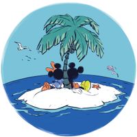 Selbstklebende Vlies Fototapete/Wandtattoo -Mickey and Minnie Beach Vacation  - Größe 125 x 125 cm