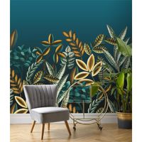 Tapete Nature Botanical Wandbild Petrol ansatzfrei 300 cm x 3 m