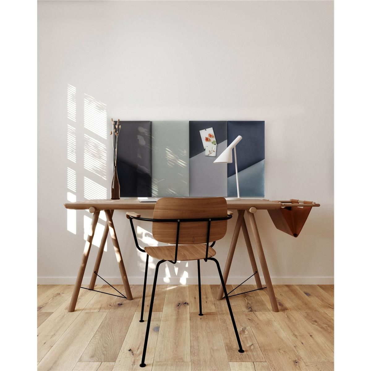 Polster Paneel-Set Loft aus Holz und Textilien 7-teilig gepolsterte Paneele Glastöne 120 cm x 60 cm