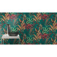 Tapete Nature Botanical Vinyltapete Smaragdgrün versetzter Ansatz 53 cm x 10,05 m