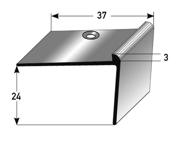 Treppenkante gebohrt Alu eloxiert 270 x 3,7 cm