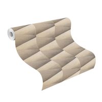 Tapete Modern graphisch Vinyltapete Mattgold versetzter Ansatz 53 cm x 10,05 m
