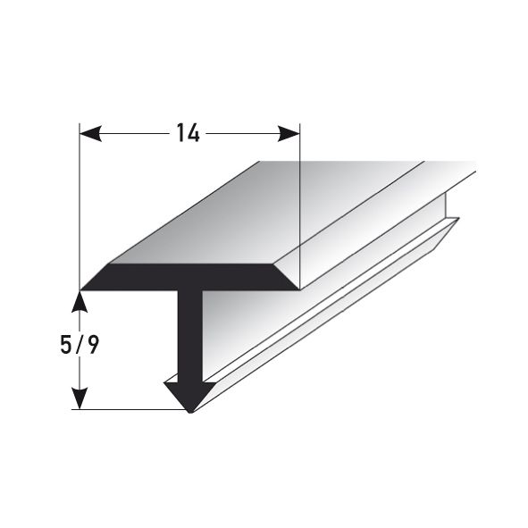 T-Profil für Übergänge 14 mm MS ziehblank 9mm 363804 250cm 250 x 1,4 cm