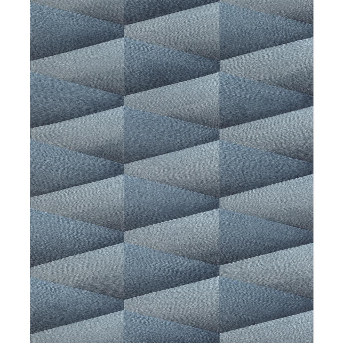 Tapete Modern graphisch Vinyltapete Dunkelblau versetzter Ansatz 53 cm x 10,05 m