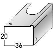 Reparaturwinkel B 20 mm mit Nase 100 x 3,6 cm
