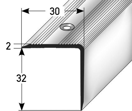 JOKA Treppenkante gebohrt Alu eloxiert 100 x 3 x 2 cm