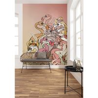 Vlies Fototapete - Flamingos and Lillys - Größe 200 x 280 cm