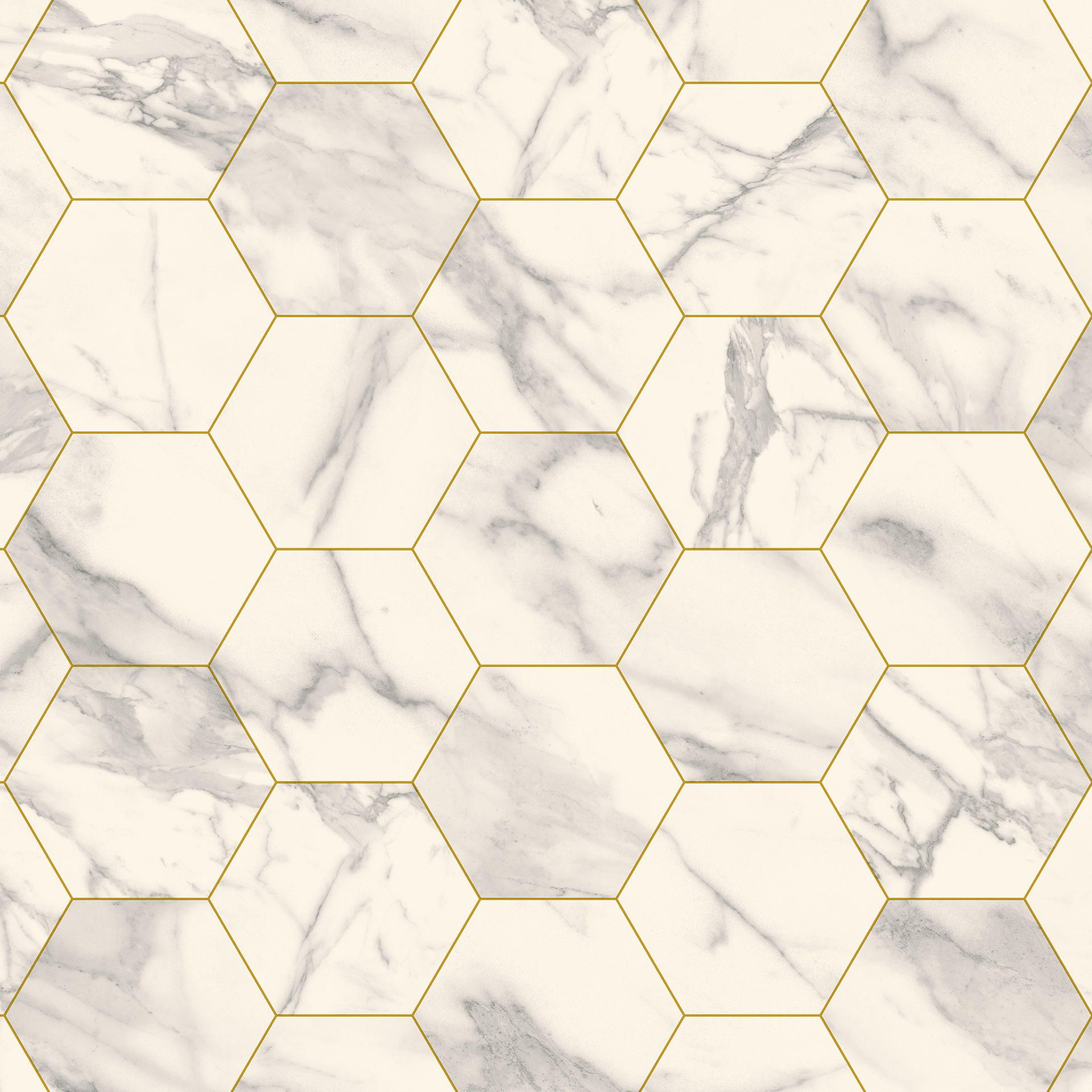 Marble Bianco Hexagon GOLD