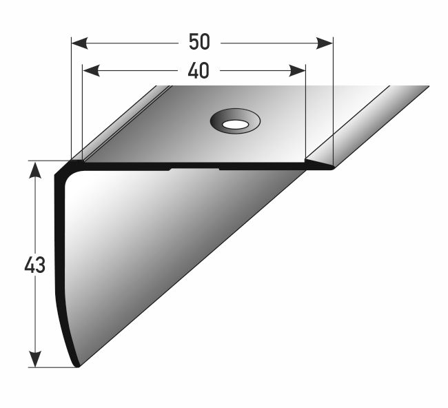 Treppenkante 43 x 50 mm Alu eloxiert 270 x 5 cm