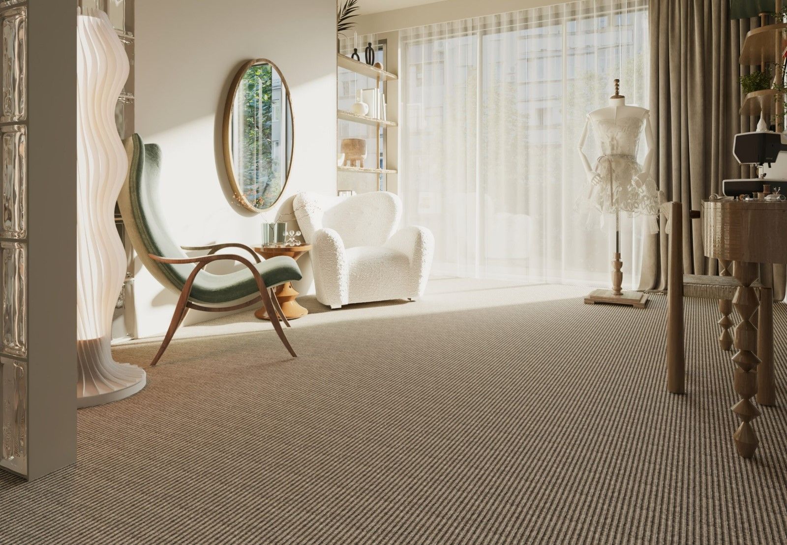 Teppichboden Bouclé Taupe 3815 Delta ITC uni - Rollenbreite 400 cm