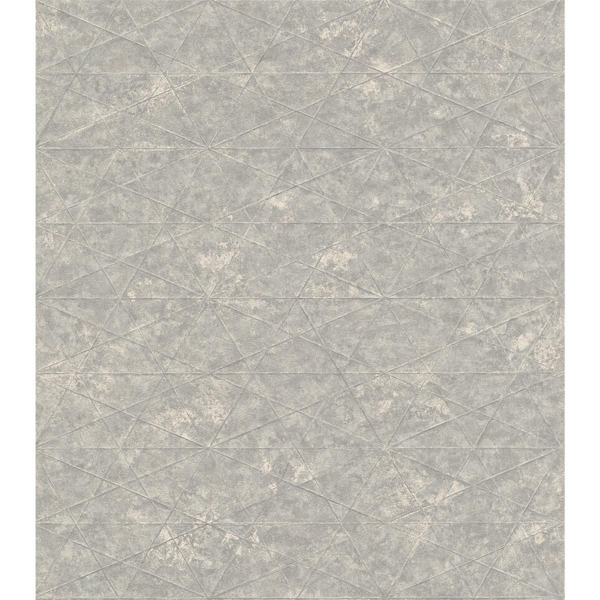 Tapete Modern graphisch Vinyltapete Mittelgrau versetzter Ansatz 53 cm x 10,05 m