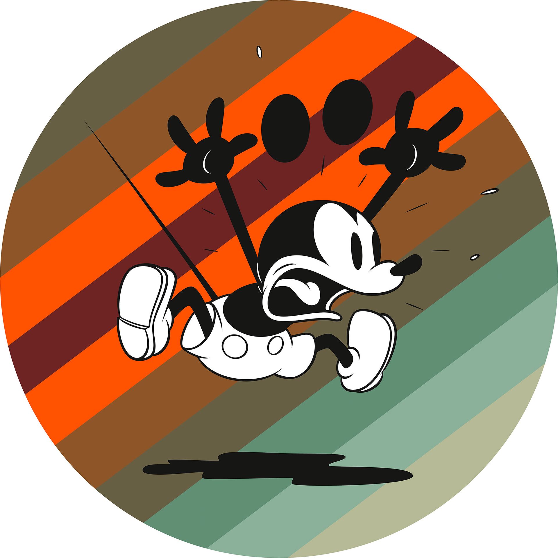 Selbstklebende Vlies Fototapete/Wandtattoo - Mickey Mouse up and away - Größe 125 x 125 cm