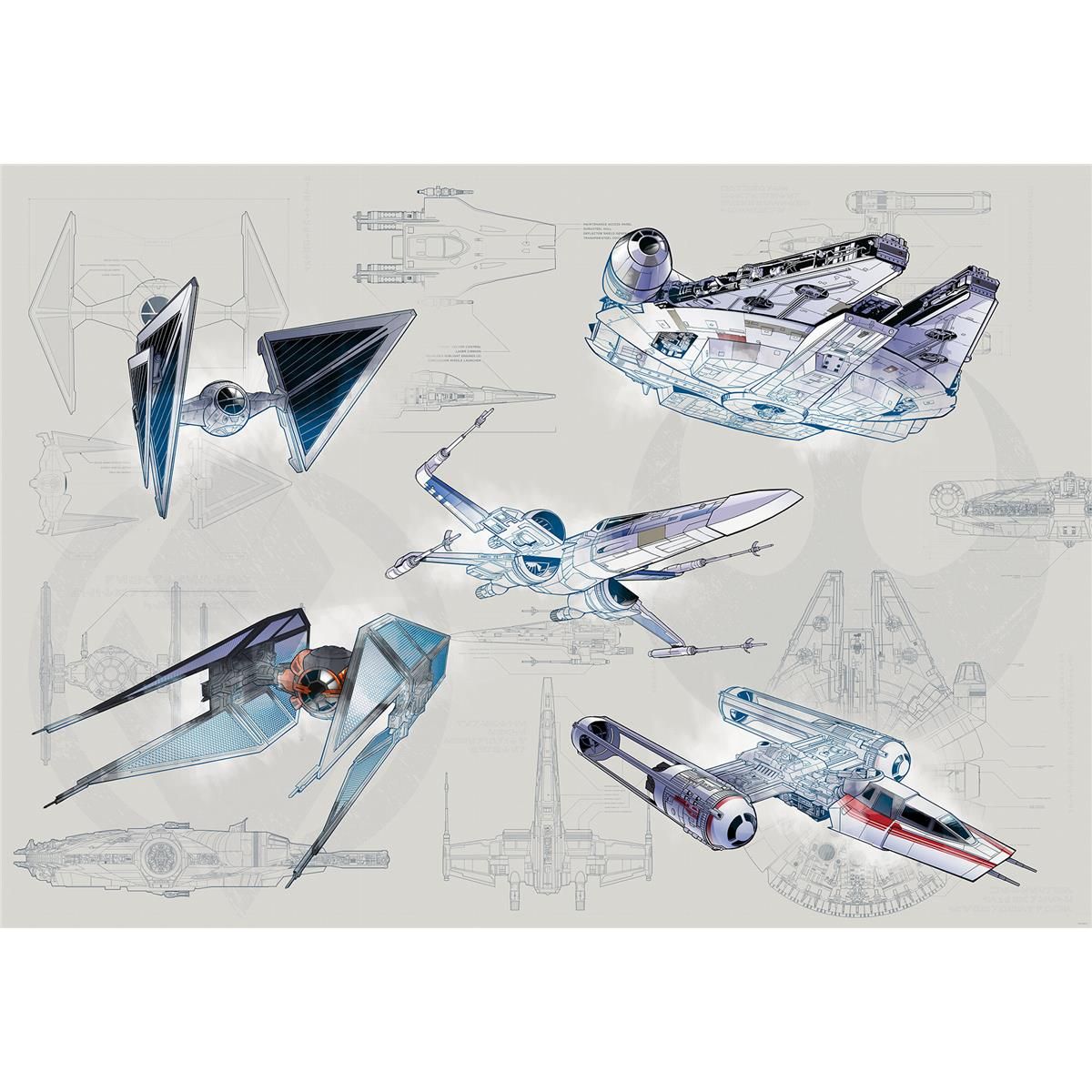 Vlies Fototapete - Star Wars Blueprint Light - Größe 400 x 280 cm