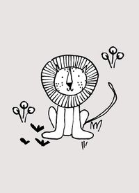 Komar Wandbild - Scribble Lion - Größe: 50 x 70 cm