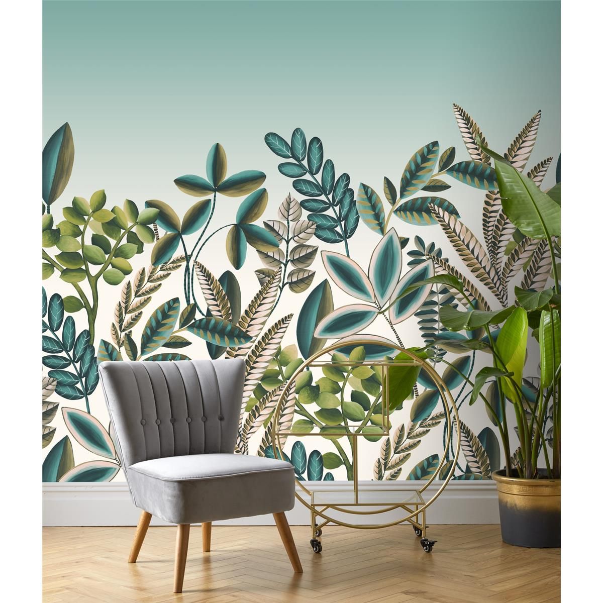 Tapete Nature Botanical Wandbild Scandi ansatzfrei 300 cm x 3 m