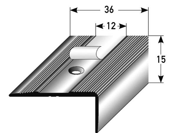 Treppenkante gebohrt Alu eloxiert 100 x 3,6 cm