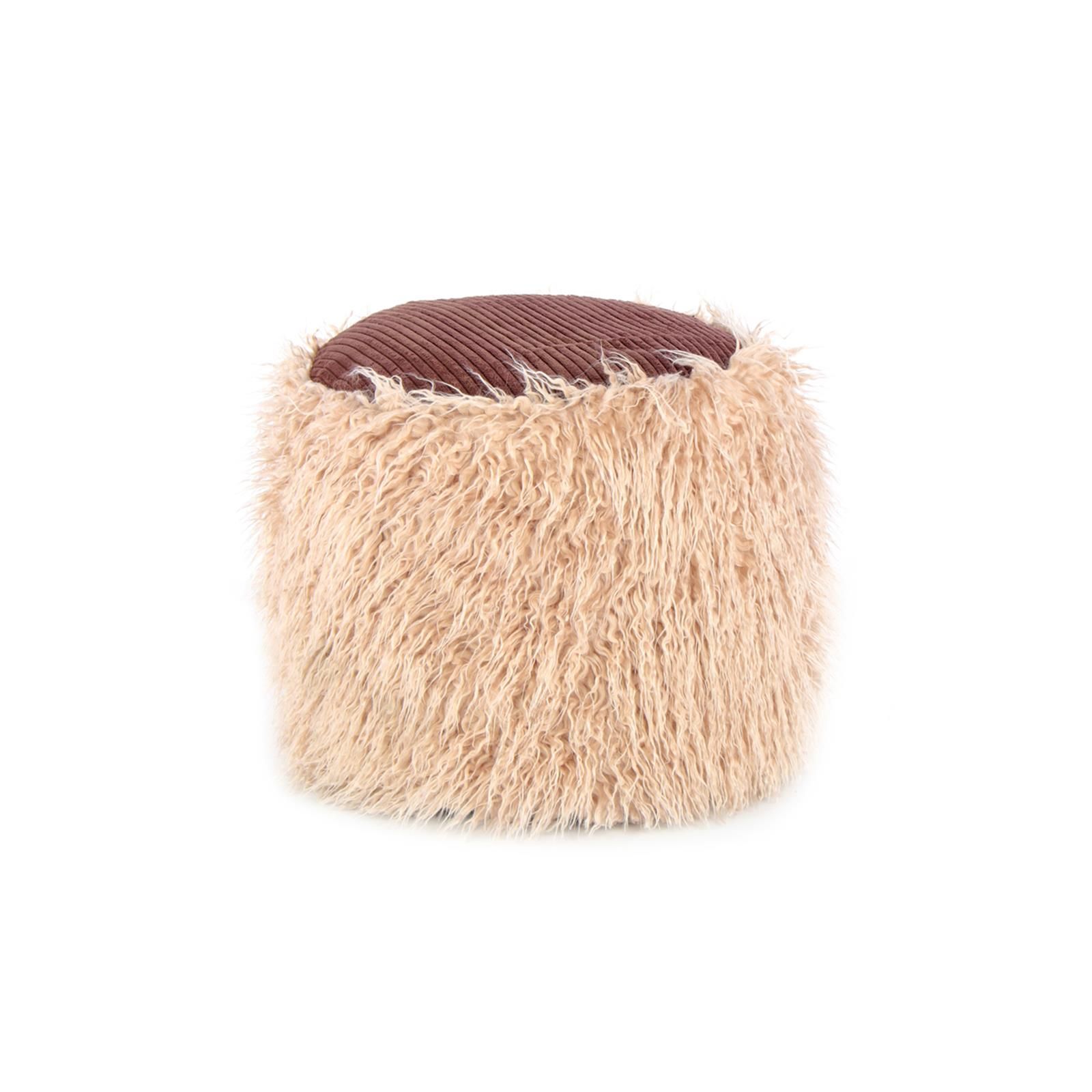 Fellpouf Bobtail 125 Beige / Braun - 45 cm (L) x 45 cm (B) x 38 cm (H)