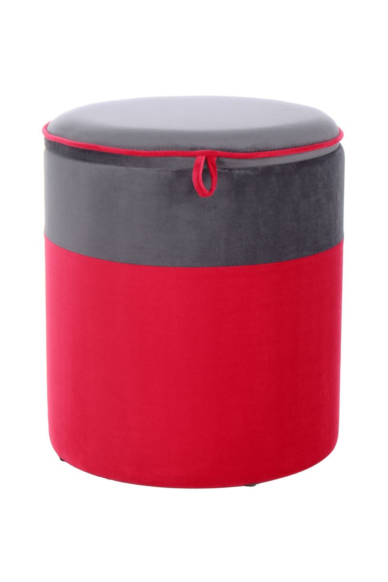 Hocker Kassandra 125 Rot / Dunkelgrau - 35 cm (L) x 35 cm (B) x 40 cm (H)