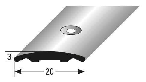 Stegübergangsprofil 20 x 3,0 mm silber 720645 270cm 270 x 2 x 3 cm