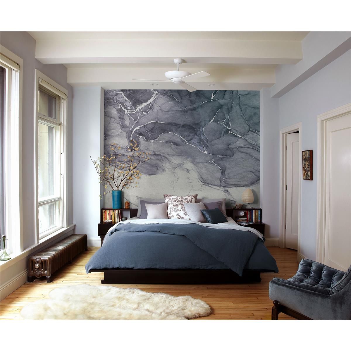 Vlies Fototapete - Ink Blue Fluid - Größe 300 x 280 cm