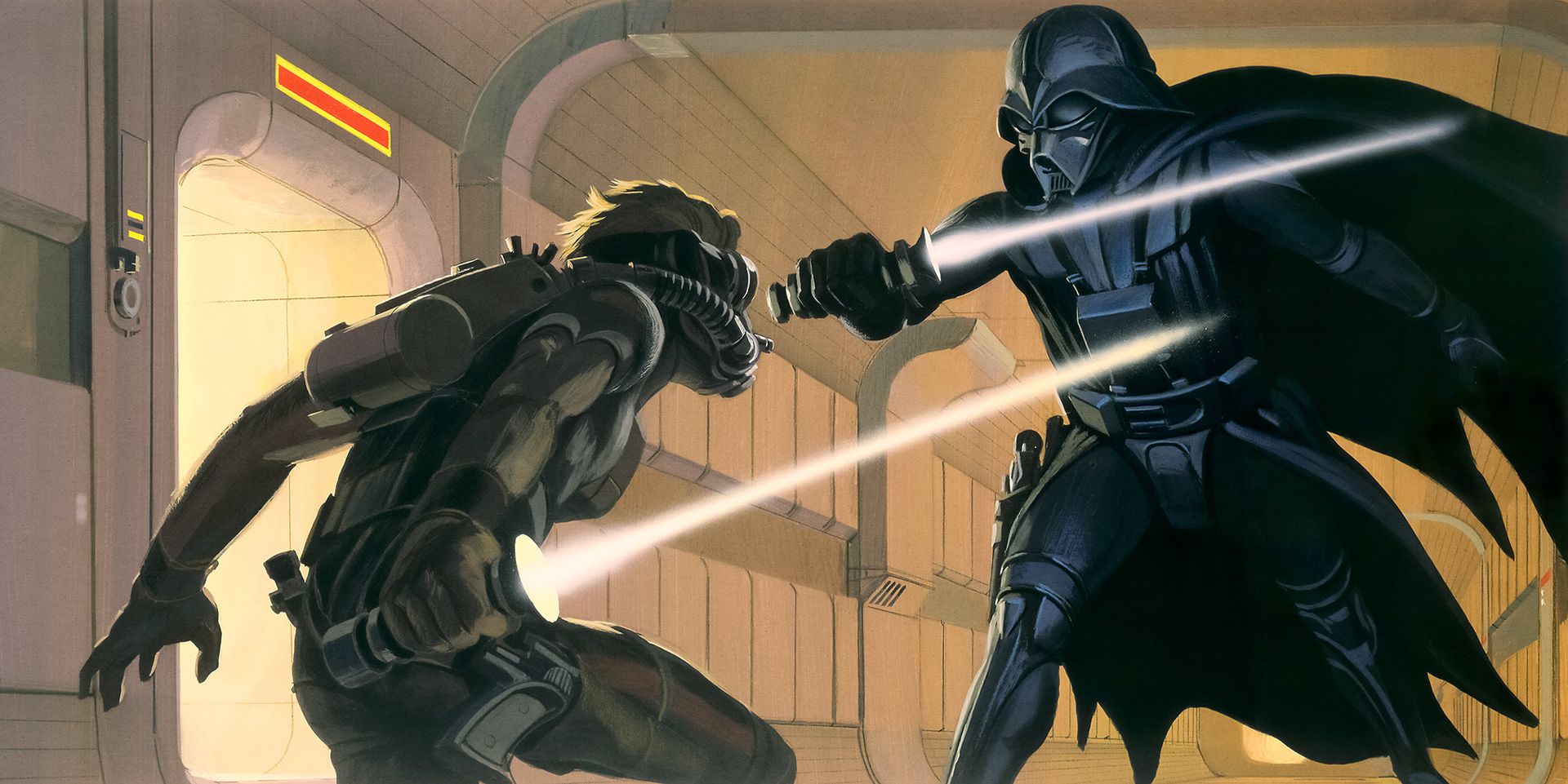 Vlies Fototapete - Star Wars Classic RMQ Vader vs Luke - Größe 500 x 250 cm