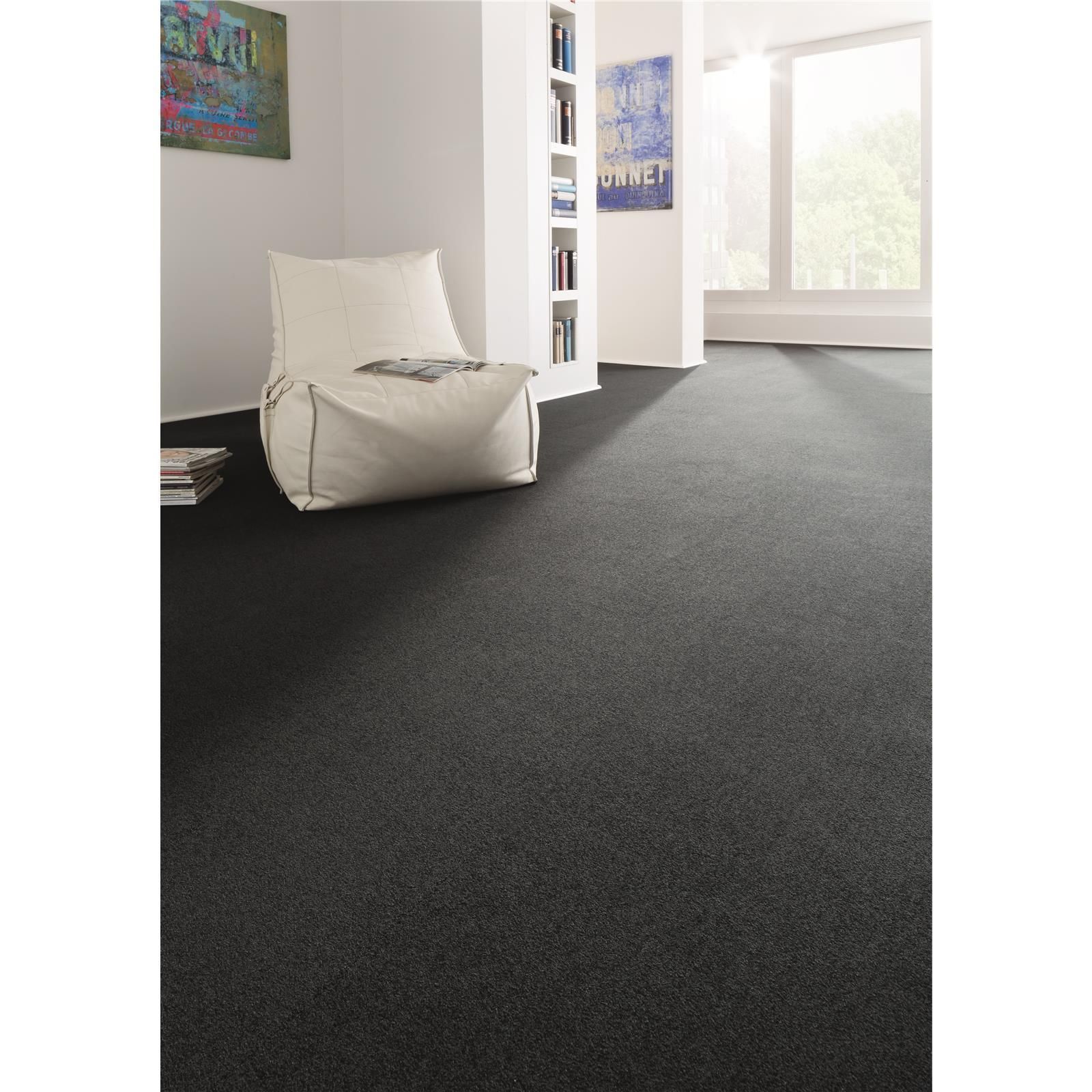 Teppichfliesen 25 x 100 cm selbsthaftend Infloor-Girloon Chiffon/Pearl Blau 340 uni