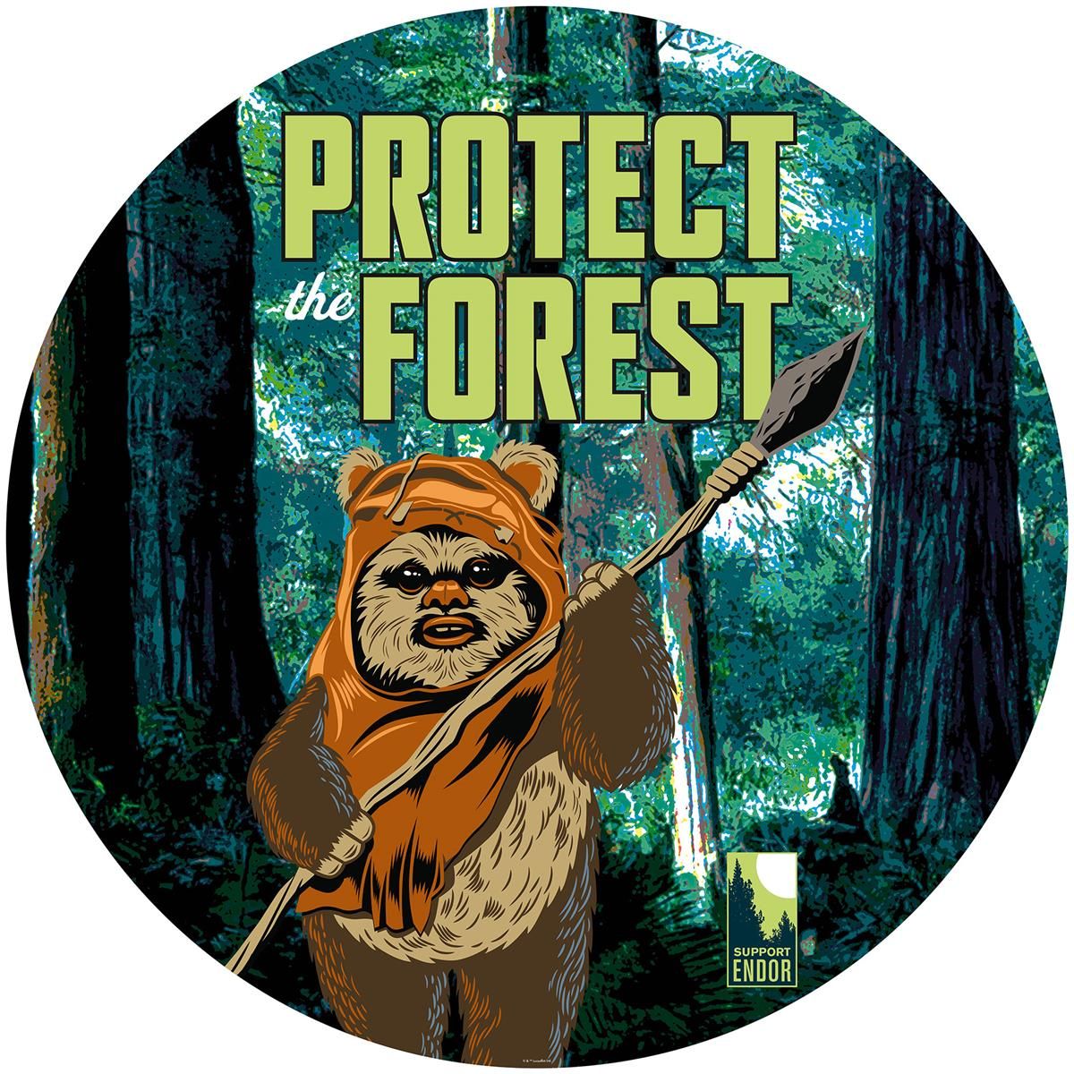 Selbstklebende Vlies Fototapete/Wandtattoo - Star Wars Protect the Forest - Größe 125 x 125 cm